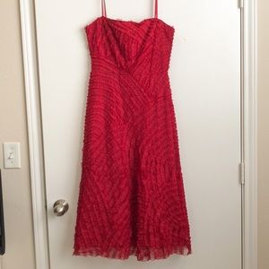 BCBG MaxAzria Red Ruffle Texture Strapless Dress